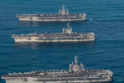 3 tàu sân bay Mỹ tập trận lần đầu tiên, Triều Tiên dọa chiến tranh hạt nhân