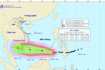 Bão Tembin: Cấm biển chậm nhất trước 16 giờ chiều nay (23/12)