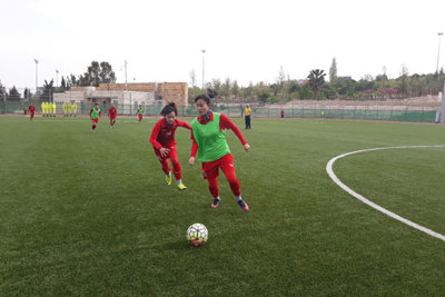 Tuyển bóng đá nữ Việt Nam tập buổi tập đầu tiên tại Amman - Jordan