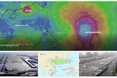 Clip mô phỏng đường đi siêu bão Mangkhut, sức mạnh tương đương bão Jebi tàn phá Nhật Bản