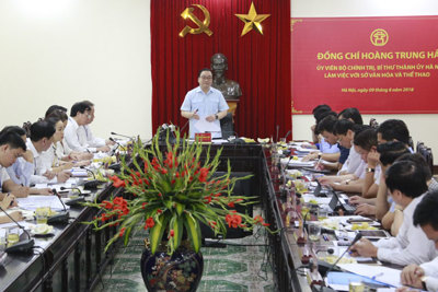 Bí thư Thành ủy Hoàng Trung Hải làm việc với Sở VH&TT Hà Nội: Đồng bộ, sáng tạo để phát huy các giá trị văn hóa của Thủ đô