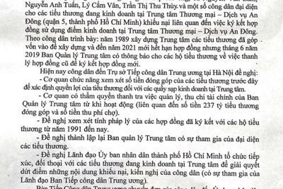 TP Hồ Chí Minh: Lãnh đạo UBND TP cần đối thoại với tiểu thương TTTM An Đông