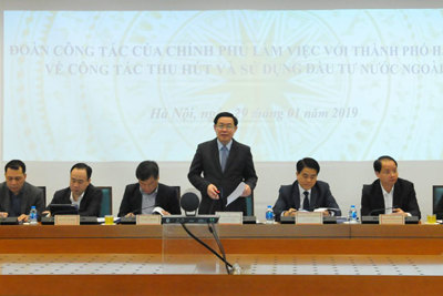 Phó Thủ tướng Vương Đình Huệ làm việc với Hà Nội về công tác thu hút và sử dụng FDI
