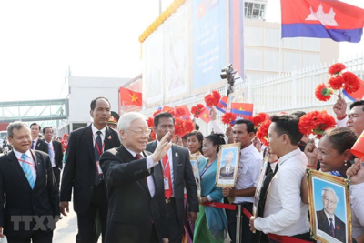Tổng Bí thư, Chủ tịch nước bắt đầu chuyến thăm cấp nhà nước Campuchia