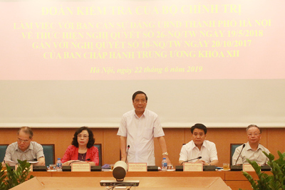 Đoàn kiểm tra của Bộ Chính trị làm việc với Hà Nội về công tác xây dựng đảng