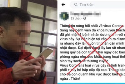 Hà Nội: Phạt 12,5 triệu đồng nam thanh niên tung tin thất thiệt về dịch virus Corona