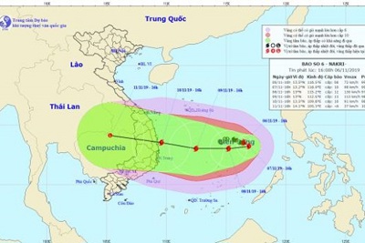 Bão số 6 di chuyển dị thường, dự kiến đi vào vùng biển từ Quảng Ngãi đến Ninh Thuận