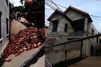 Hà Nội: Đường bê tông bất ngờ lún sâu kéo theo ngôi nhà 2 tầng