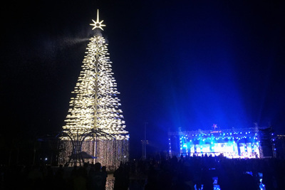 Cây thông Noel đạt kỷ lục cao nhất Việt Nam được thắp sáng