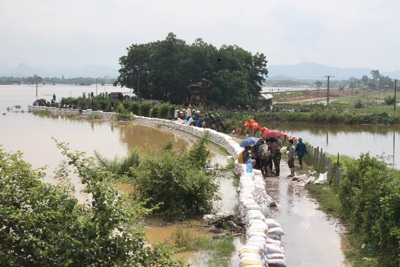 Mực nước sông Bùi tại Hà Nội đang xuống chậm