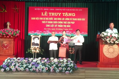 Truy tặng danh hiệu Anh hùng lực lượng vũ trang Nhân dân cho liệt sĩ Trần Thị Bắc