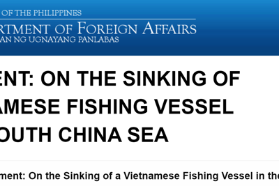 Philippines đồng cảm với Việt Nam trong vụ chìm tàu cá ở Biển Đông