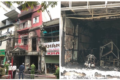 Hà Nội: 2 người bị thương trong vụ cháy trên phố Đặng Tiến Đông