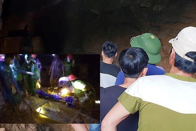 Tìm thấy 1 nạn nhân trong vụ 2 người mắc kẹt trong hầm vàng ở Hòa Bình