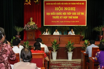 Lịch tiếp xúc cử tri trước kỳ họp thứ sáu Quốc hội khóa XIV của Đoàn đại biểu Quốc hội TP Hà Nội