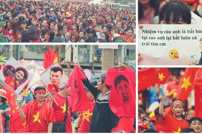 Sân Thống Nhất rực sắc đỏ đón các cầu thủ U23 Việt Nam