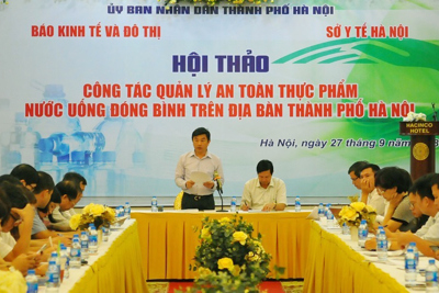 Hội thảo "Công tác quản lý an toàn thực phẩm nước uống đóng bình trên địa bàn TP Hà Nội"