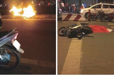 Tai nạn liên hoàn, đốt xe máy trong đêm "đi bão" mừng chiến thắng AFF Cup 2018