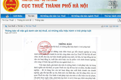 Cảnh báo tình trạng giả danh cán bộ thuế