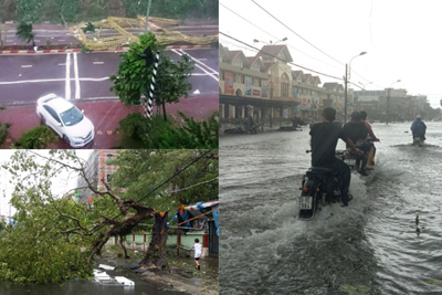 Các thành phố miền Trung ngổn ngang trong bão Damrey