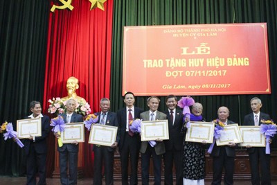 Trao tặng và truy tặng Huy hiệu Đảng cho 159 đảng viên huyện Gia Lâm