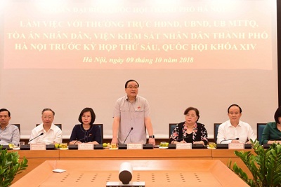 Đoàn Đại biểu Quốc hội TP Hà Nội làm việc với các cơ quan TP trước Kỳ họp thứ 6