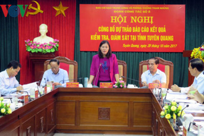 Công bố dự thảo báo cáo kết quả kiểm tra về xử lý tham nhũng ở Tuyên Quang