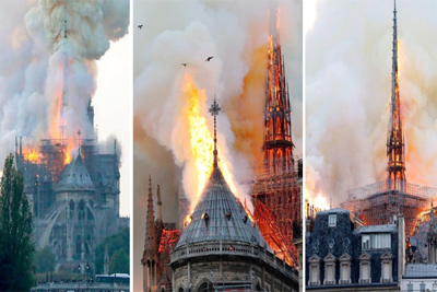 [Video] Cháy kinh hoàng tàn phá nhà thờ Đức Bà Paris