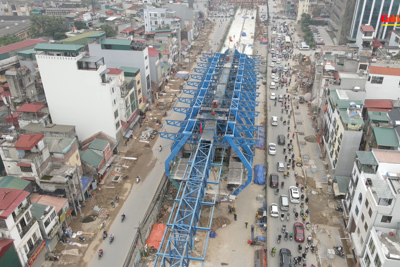Tuyến cầu Vĩnh Tuy - Ngã Tư Vọng sắp hoàn thiện, thông xe đường dưới thấp