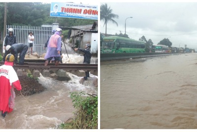 Đường sắt Bắc - Nam, Quốc lộ 1 tê liệt do mưa lũ