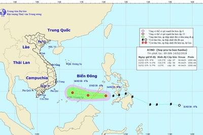 Bão số 2 (bão Sanba) bất ngờ suy yếu thành áp thấp nhiệt đới trước khi vào biển Đông