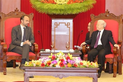 Tổng Bí thư, Chủ tịch nước Nguyễn Phú Trọng tiếp Thủ tướng Pháp