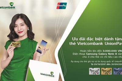 Mở thẻ Vietcombank UnionPay được Samsung Galaxy Note 8