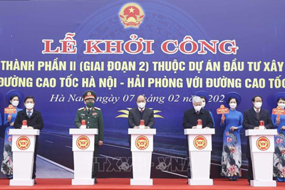 Khởi công giai đoạn 2 tuyến nối cao tốc Hà Nội - Hải Phòng với cao tốc Cầu Giẽ - Ninh Bình