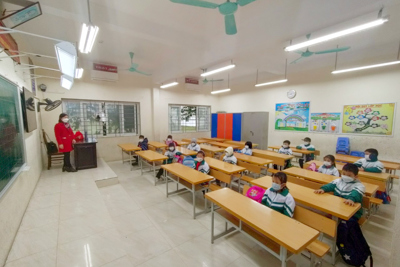 Quốc Oai : Học sinh khối tiểu học trở lại trường trong điều kiện an toàn