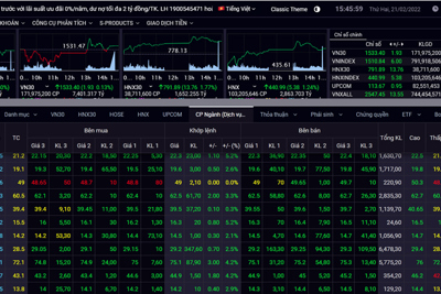 Chứng khoán ngày 21/2: Nhóm chứng khoán và bất động sản nổi “sóng”