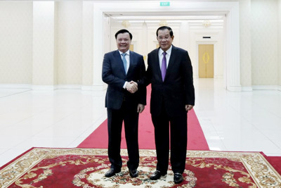 Lãnh đạo cấp cao Vương quốc Campuchia tiếp Đoàn đại biểu cấp cao TP Hà Nội