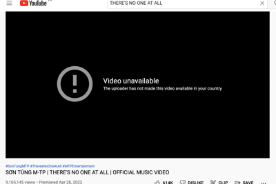 Sơn Tùng M-TP xin lỗi, gỡ MV “There’s no one at all” khỏi Youtube