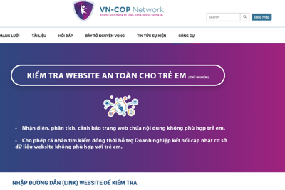 Ra mắt công cụ kiểm tra độ an toàn của website với trẻ em vn-cop.vn