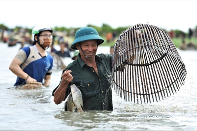 Hàng ngàn người bắt cá cầu may trong lễ hội Đồng Hoa