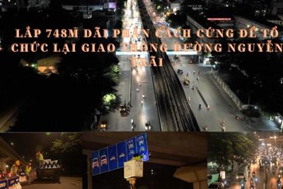 Hà Nội: Lắp rào cứng tách làn xe trên đường Nguyễn Trãi
