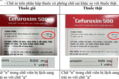 Cách phân biệt Cefuroxim 500 giả với thuốc thật