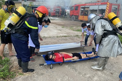 Huyện Phú Xuyên diễn tập phương án phòng cháy chữa cháy
