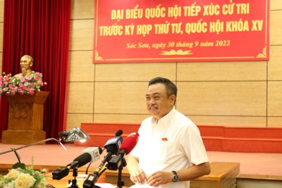 Chủ tịch UBND TP Trần Sỹ Thanh tiếp xúc cử tri huyện Sóc Sơn