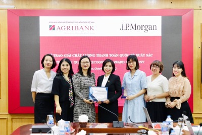 Agribank nhận giải Chất lượng Thanh toán xuất sắc do Ngân hàng JP Morgan
