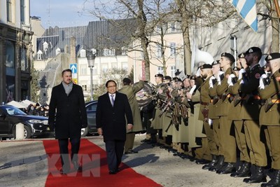 Lễ đón chính thức Thủ tướng Phạm Minh Chính thăm Luxembourg