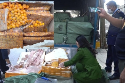 Xe tải chở gần 2 tấn nầm lợn, trứng non bốc mùi tuồn về Hà Nội