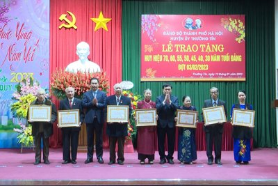 147 đảng viên huyện Thường Tín được trao tặng, truy tặng Huy hiệu Đảng đợt 3/2