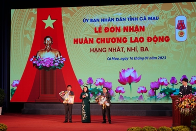 Phó Chủ tịch nước Võ Thị Ánh Xuân trao Huân chương Lao động  tại Cà Mau