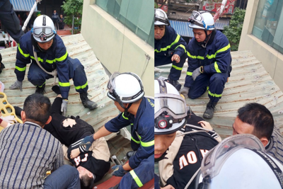 Hà Nội: Thanh niên rơi từ tầng 11 chung cư được cảnh sát cứu thoát